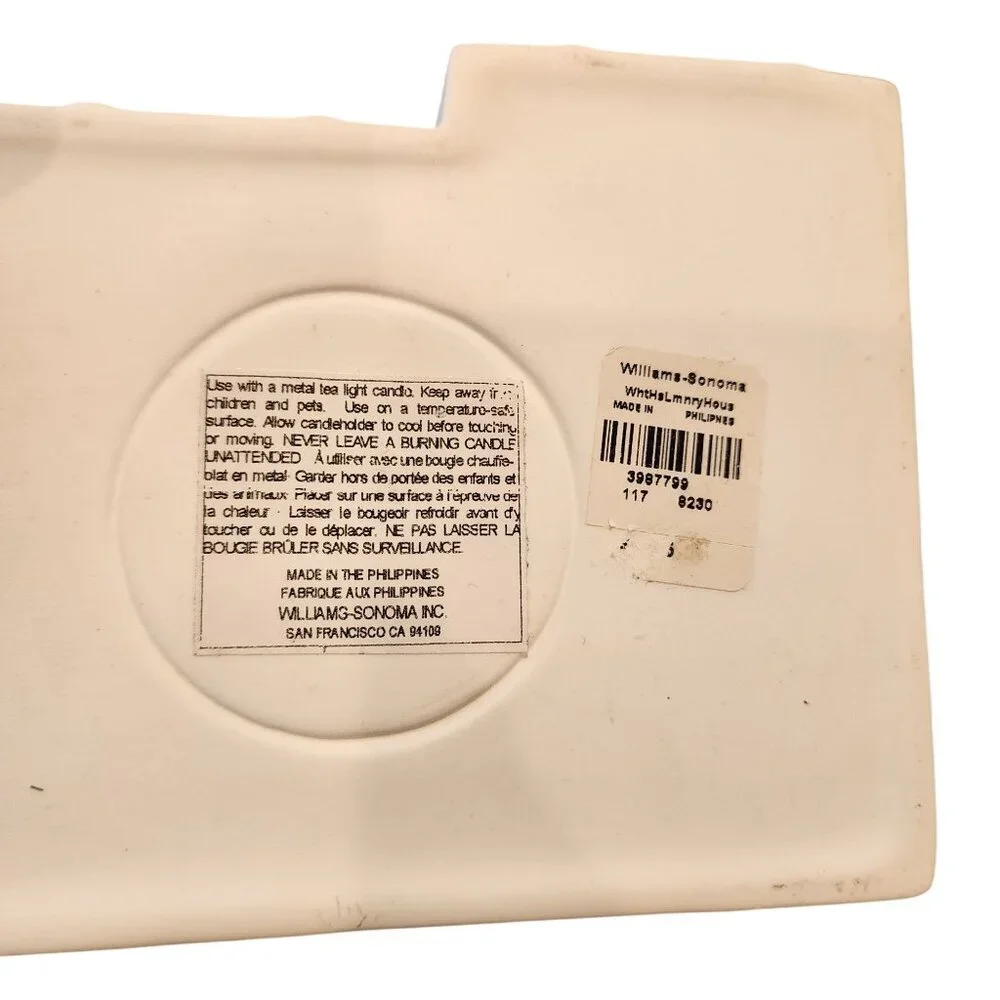 Williams Sonoma White Ceramic House Tea Light Candle Holder